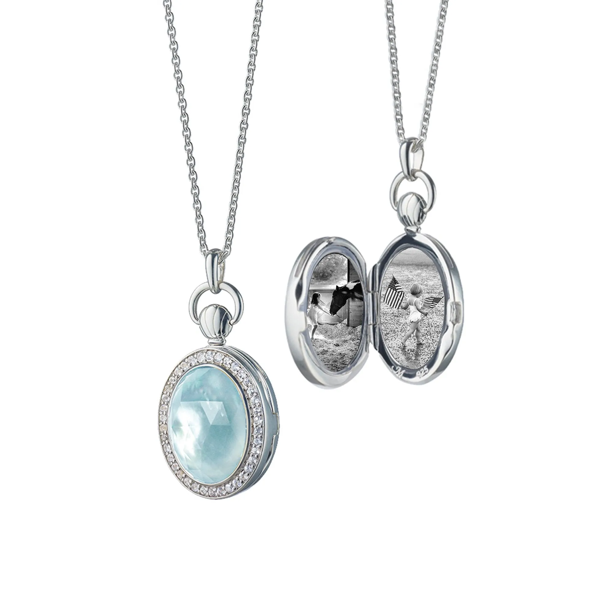 Mother of Pearl Petite Stone Locket Necklace