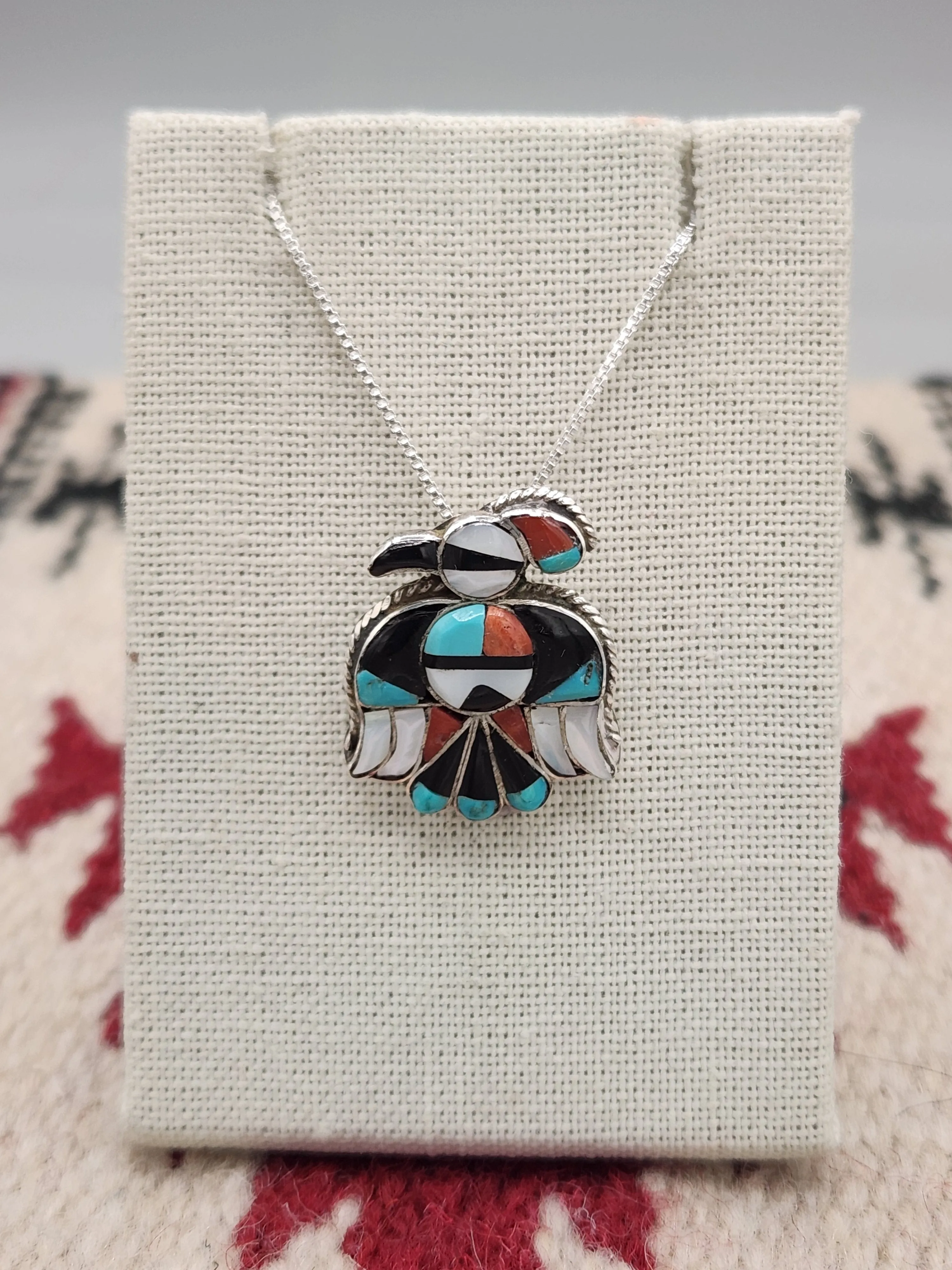 MULTI INLAY THUNDERBIRD PENDANT  - ZUNI - VINTAGE 1960'S