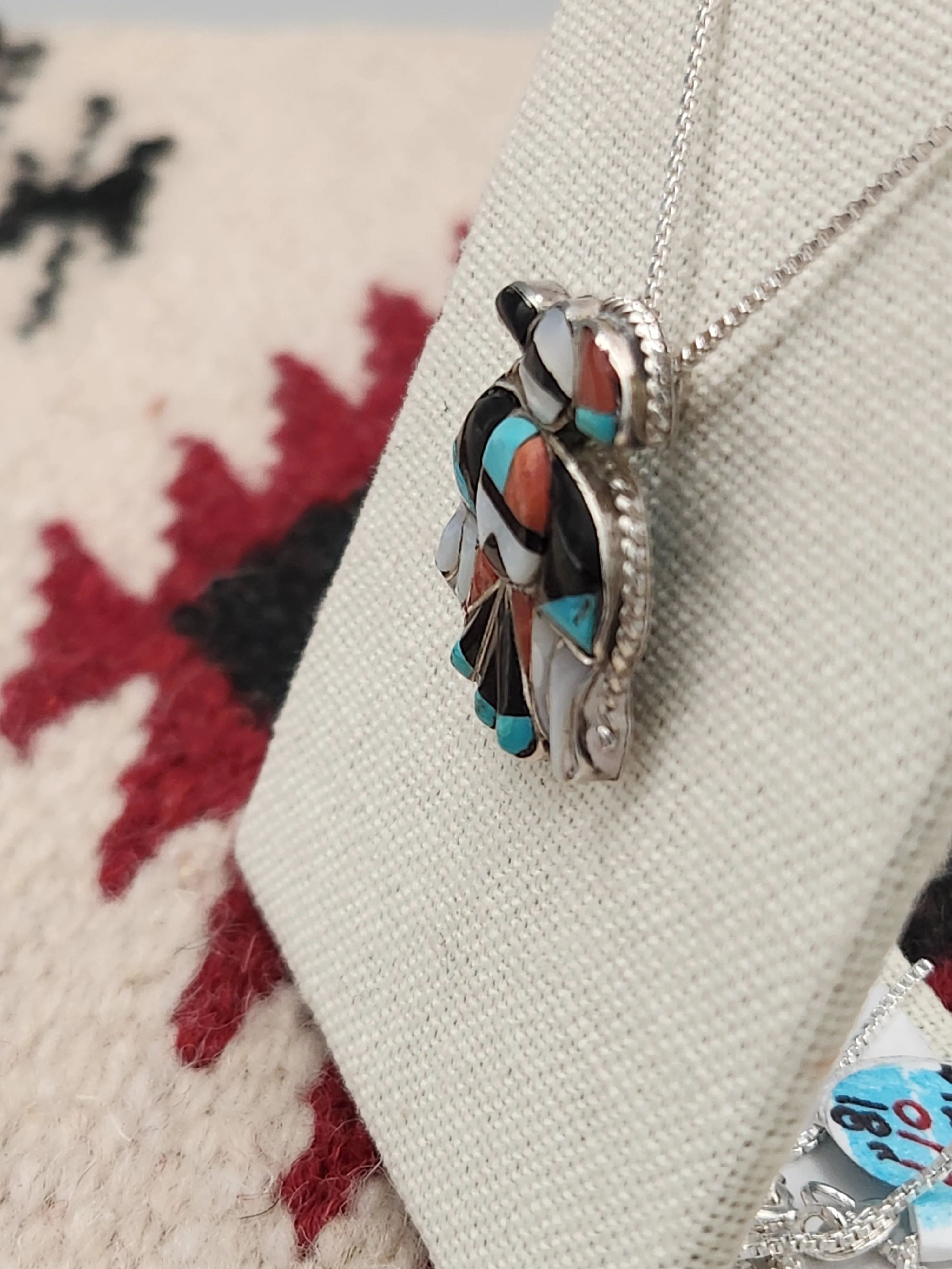 MULTI INLAY THUNDERBIRD PENDANT  - ZUNI - VINTAGE 1960'S