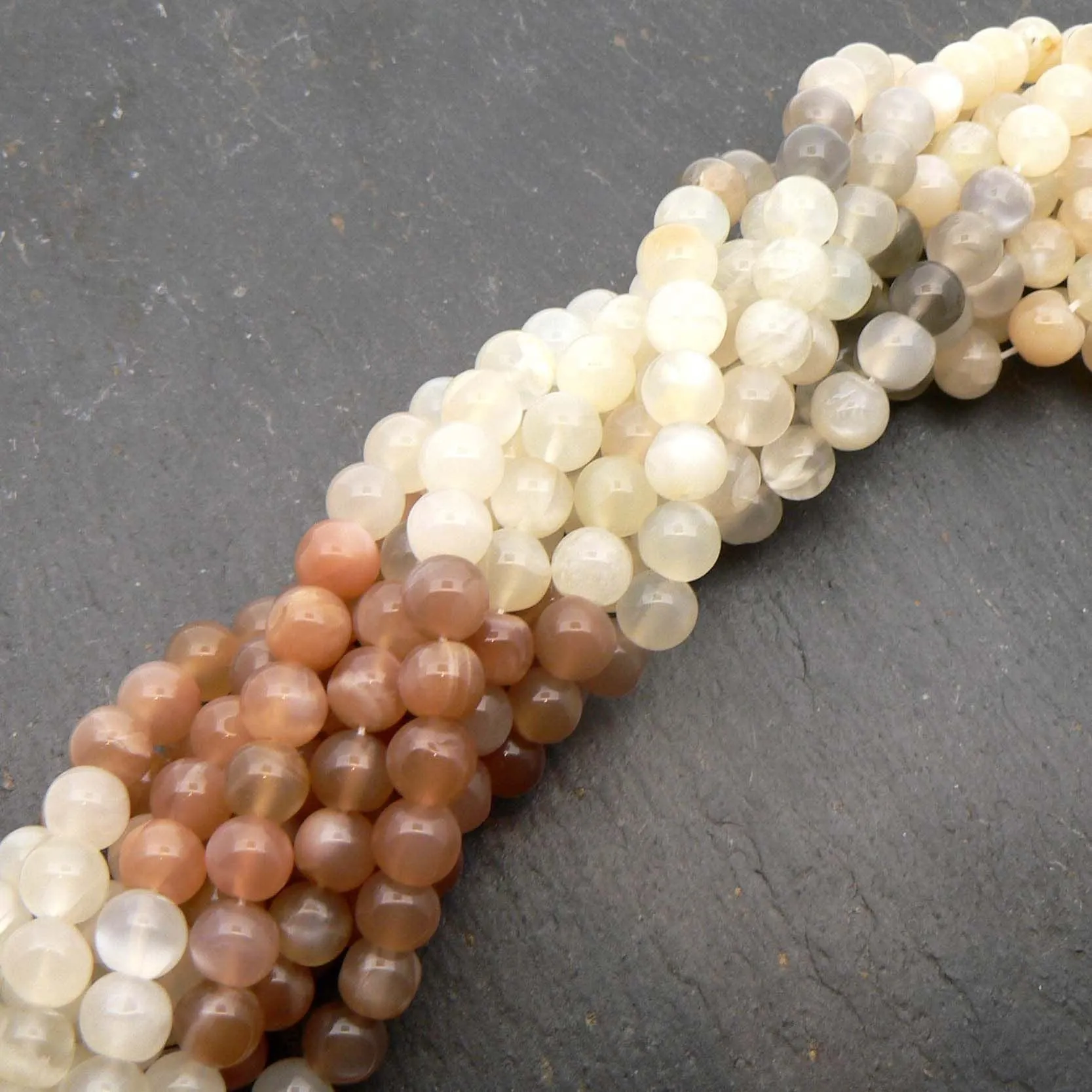 Multi Moonstone 6mm Round Beads 15" Strand