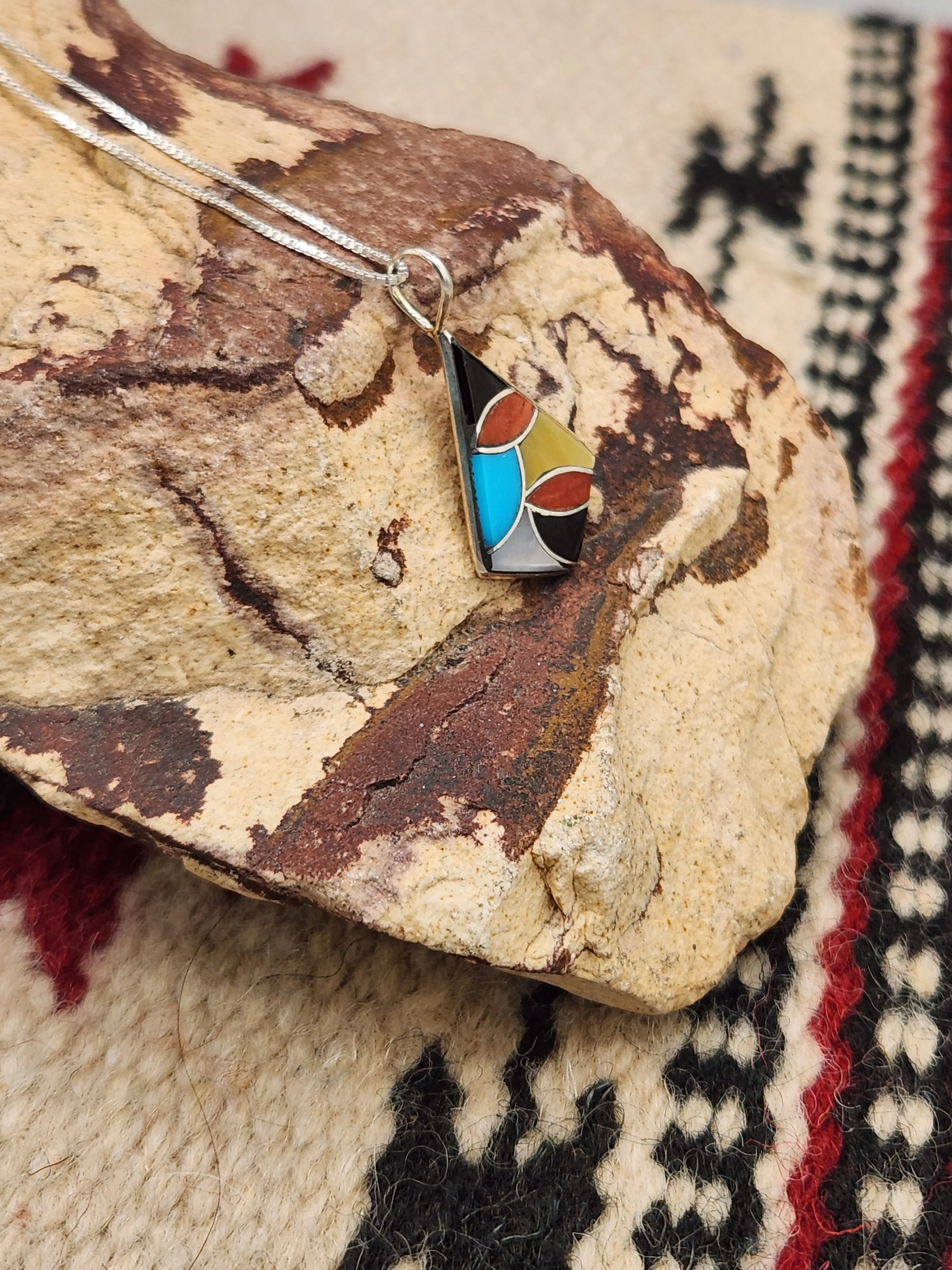 MULTI STONE INLAY PENDANT- ZUNI - DERRICK & LORELIA CHAVEZ