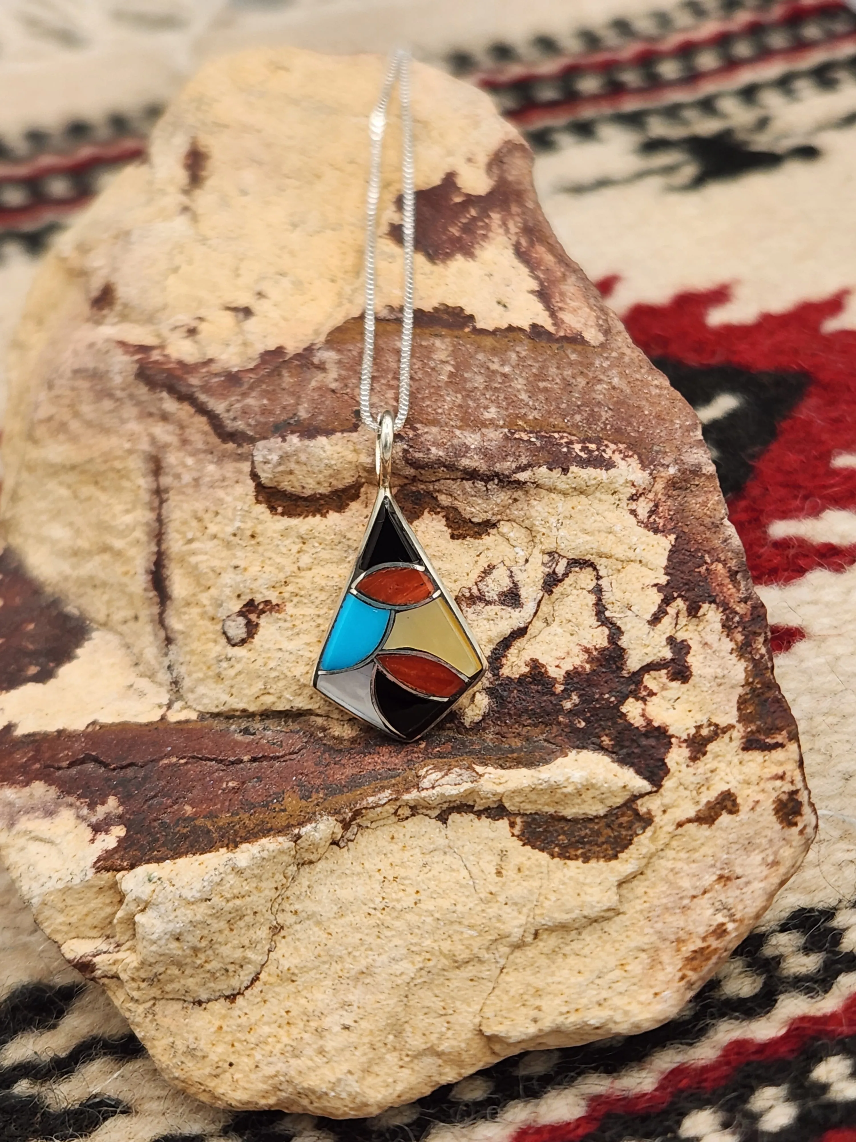 MULTI STONE INLAY PENDANT- ZUNI - DERRICK & LORELIA CHAVEZ