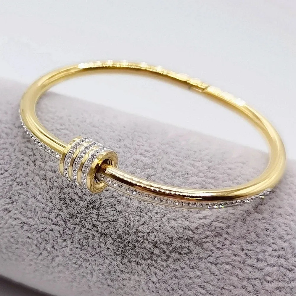 New classic fashion titanium steel bracelet rotating openings, women stainless steel pretty waist gold-plated bracelet 3 color