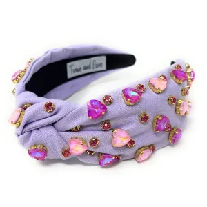 New! Purple Love Jeweled Knot Headband