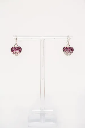 Ombre Heart Crystal Sterling Silver Dangling Earrings