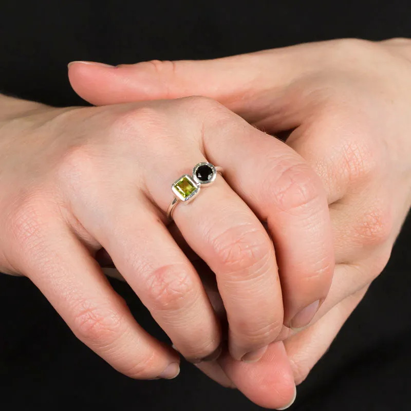 Onyx & Peridot Ring