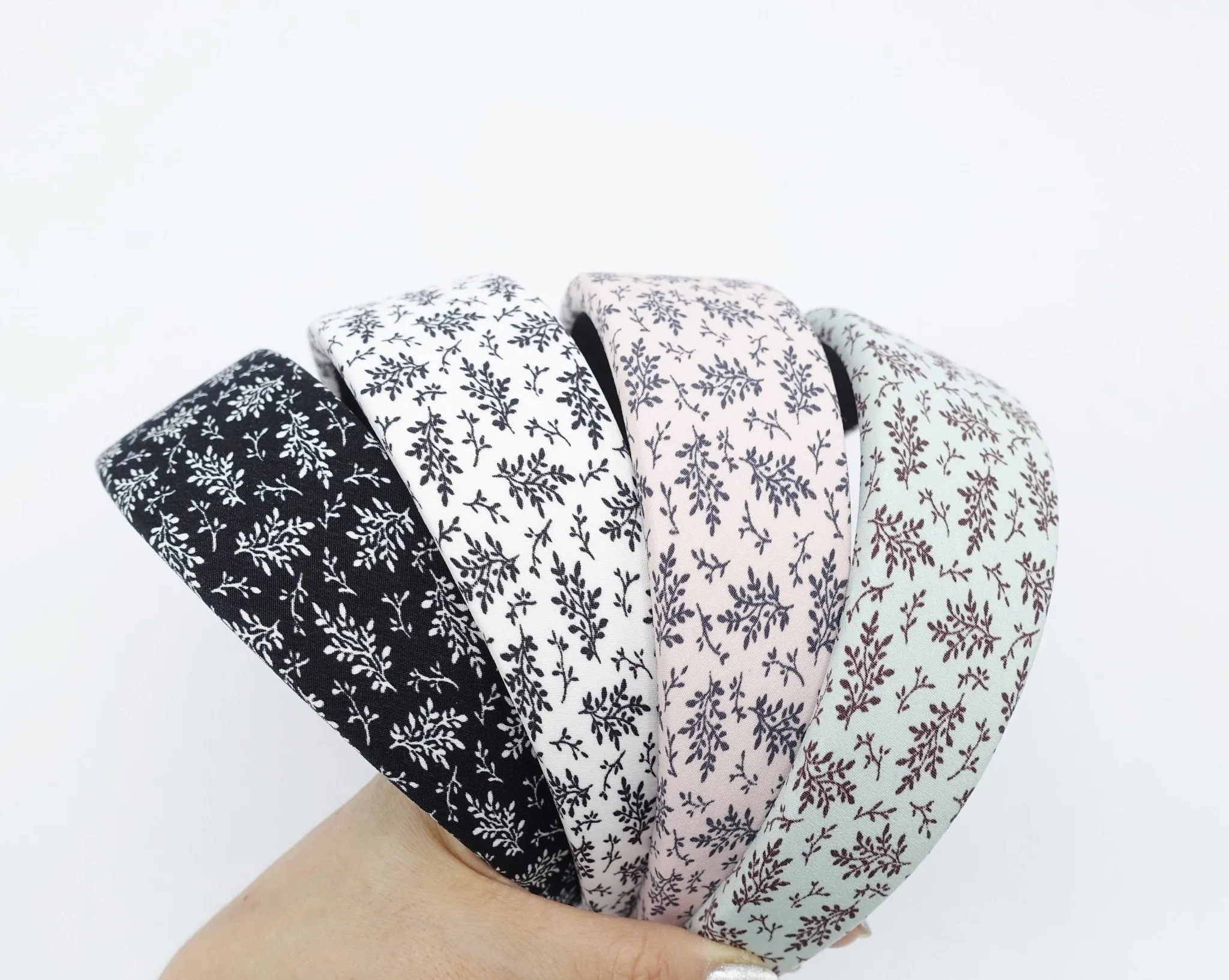 padded headband plant stem print hairband for women