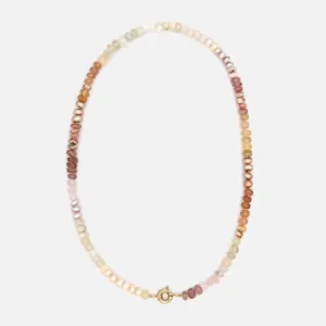 Peach Pearl Cashmere Rainbow Gemstone Necklace