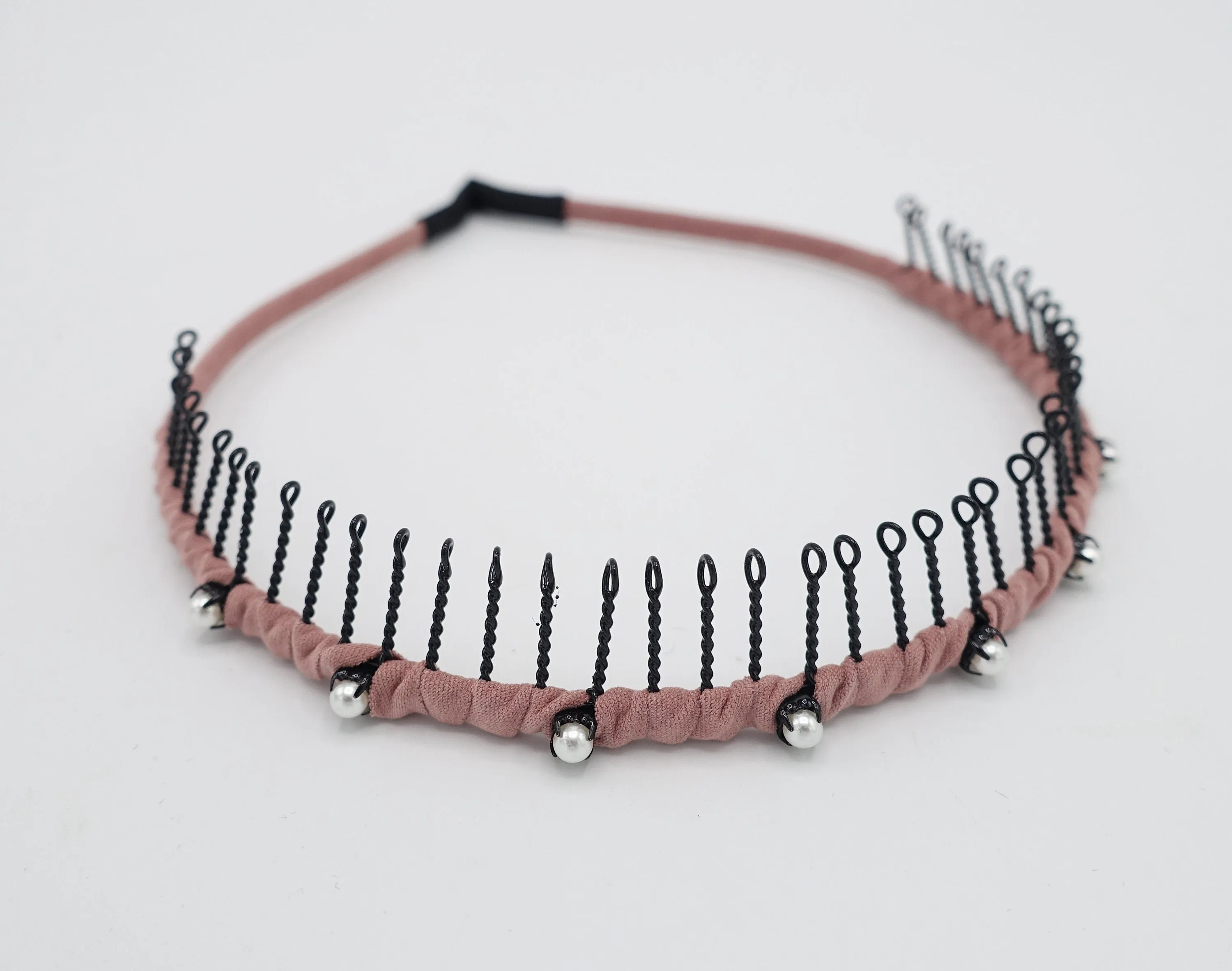 pearl embellished teeth comb headband wrap hairband basic casual hair accessory for women