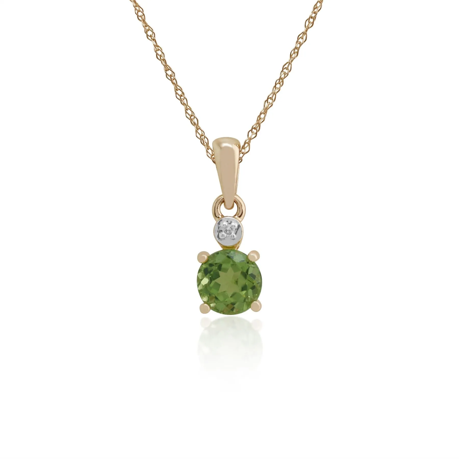 Peridot & Diamant Tropfen Halskette in 9ct Gelb Gold