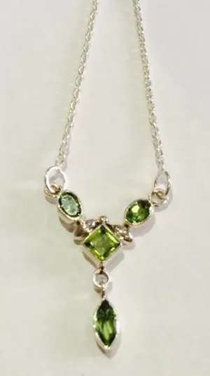 Peridot & Silver Drop Pendant