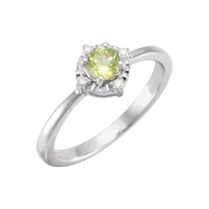 Peridot   Diamond Halo Ring