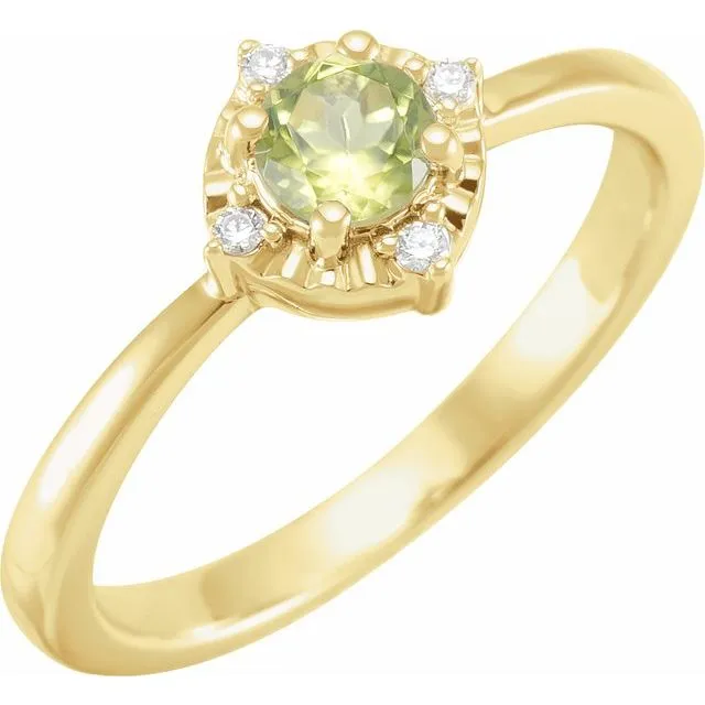 Peridot   Diamond Halo Ring