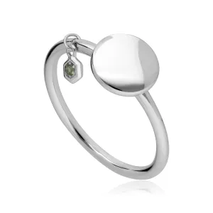 Peridot Gravur Ring in Sterling Silber