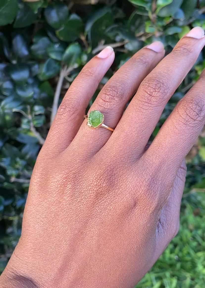 Peridot Raw Stone Ring