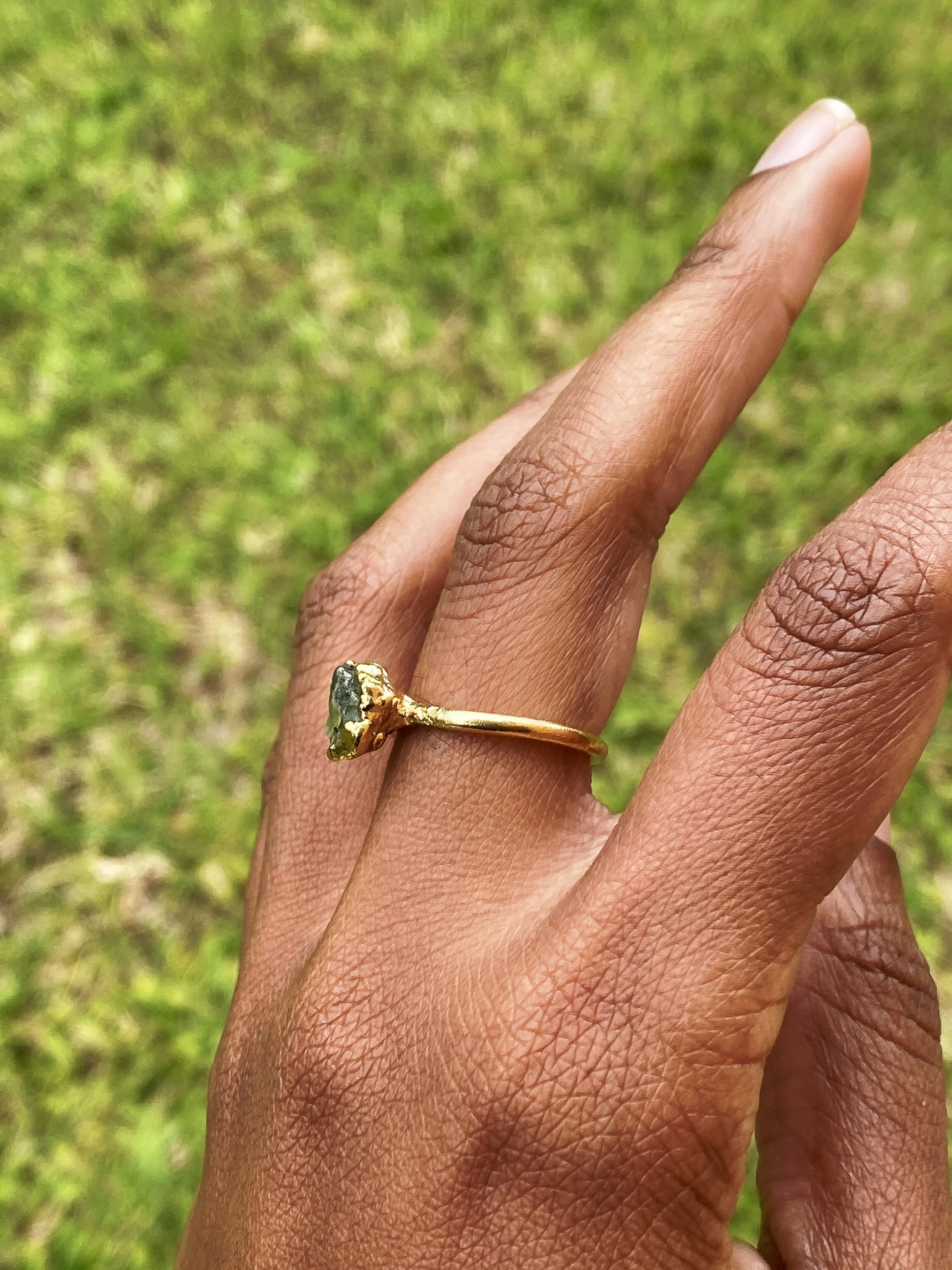 Peridot Raw Stone Ring