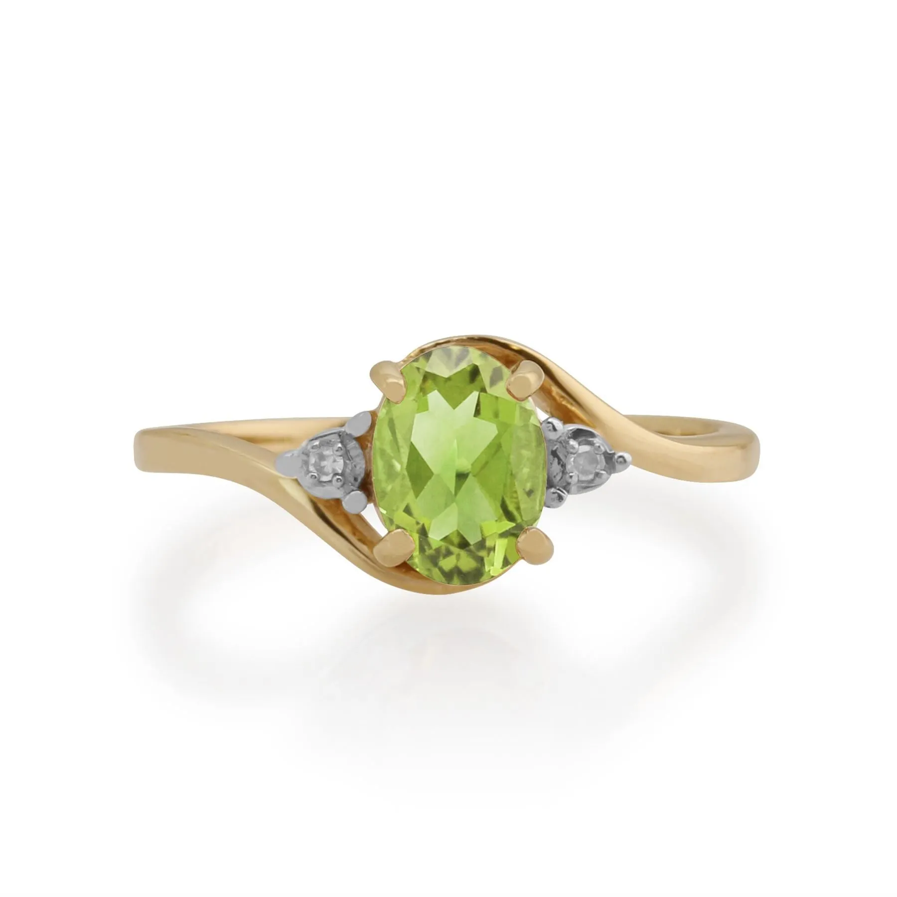 Peridot-Ring, 9 Karat Gelbgold 0.86ct Peridot & DIAMANTRING