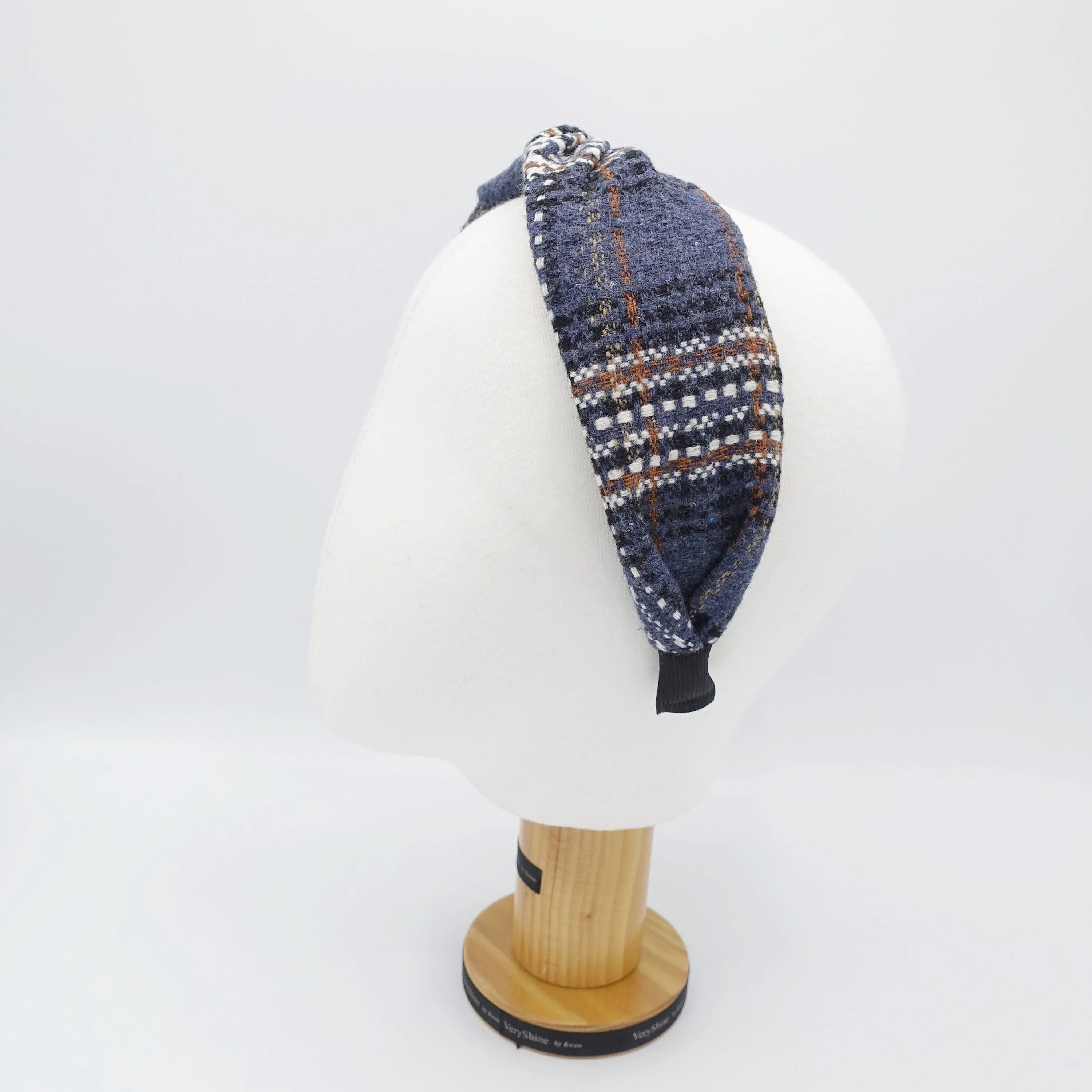 plaid tweed headband thick twist hairband Fall Winter hair accessory for women