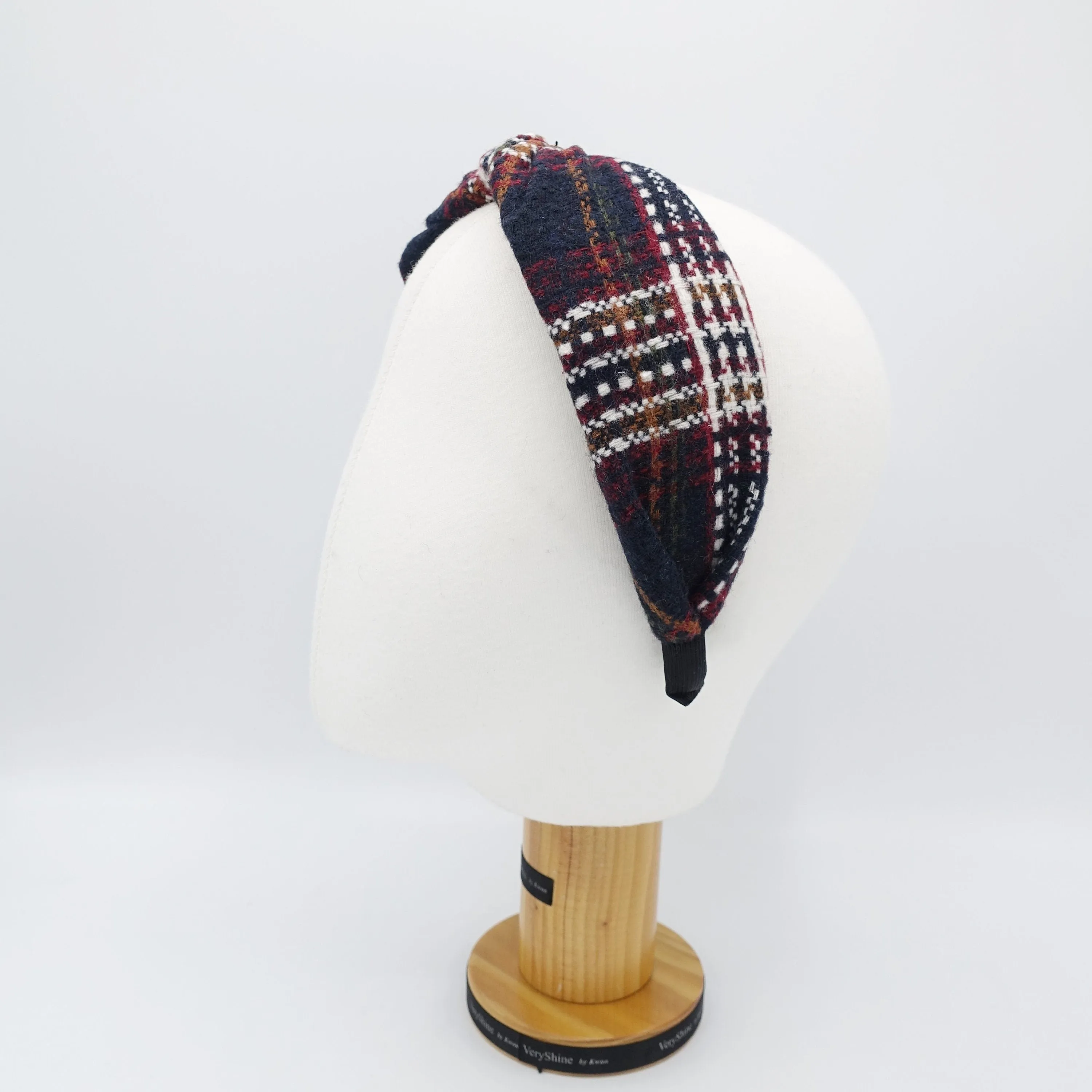 plaid tweed headband thick twist hairband Fall Winter hair accessory for women