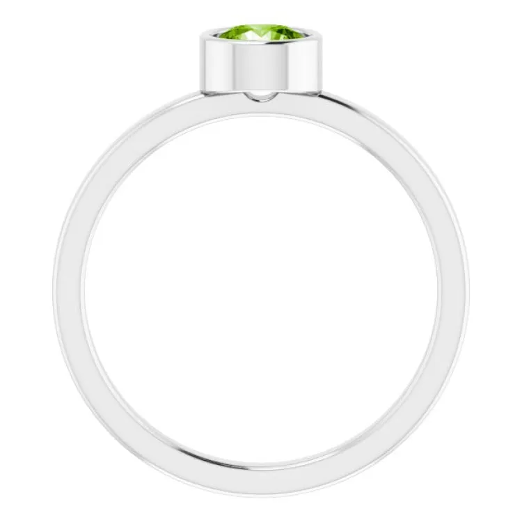 Platinum 5 mm Natural Peridot Ring