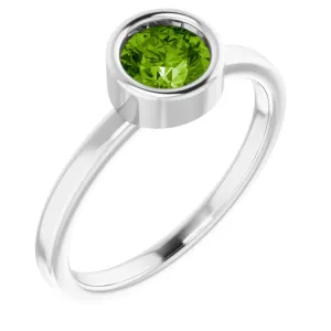 Platinum 5.5 mm Natural Peridot Ring