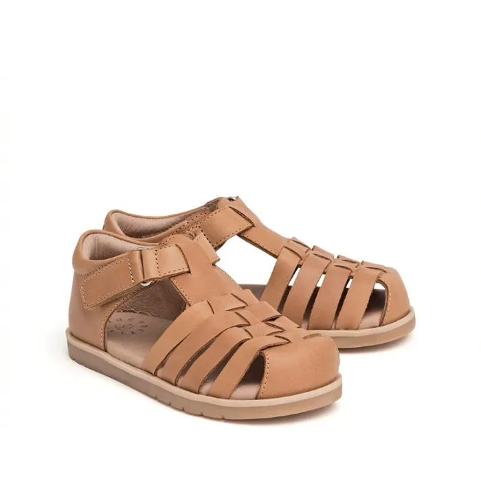 Pretty Brave Jamie Closed Toe Leather Sandal Tan 23-28