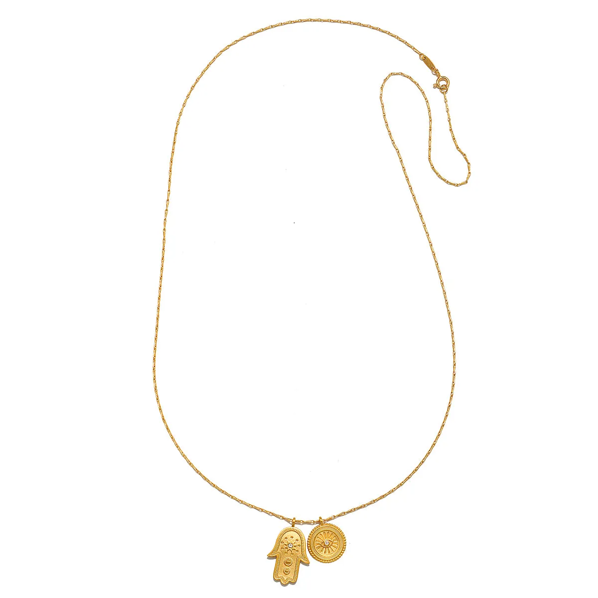 Protected Path Hamsa Evil Eye Gold Necklace