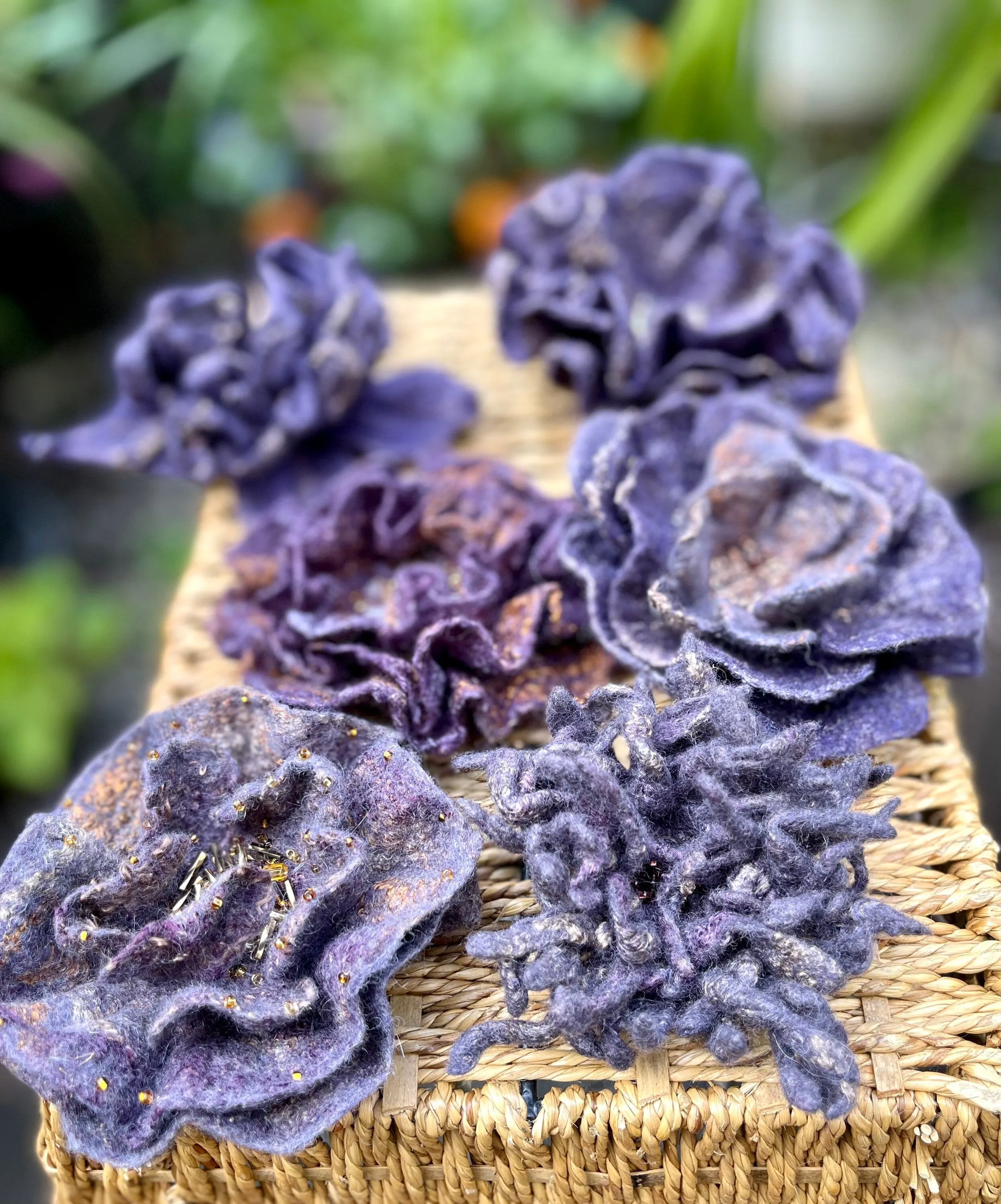 Purple Felted Wool Flower Brooches, Handcrafted Romantic Brooch, Felted Jewelry, Accessories, Felt Pin, Hand felted brooch, Felt brooch