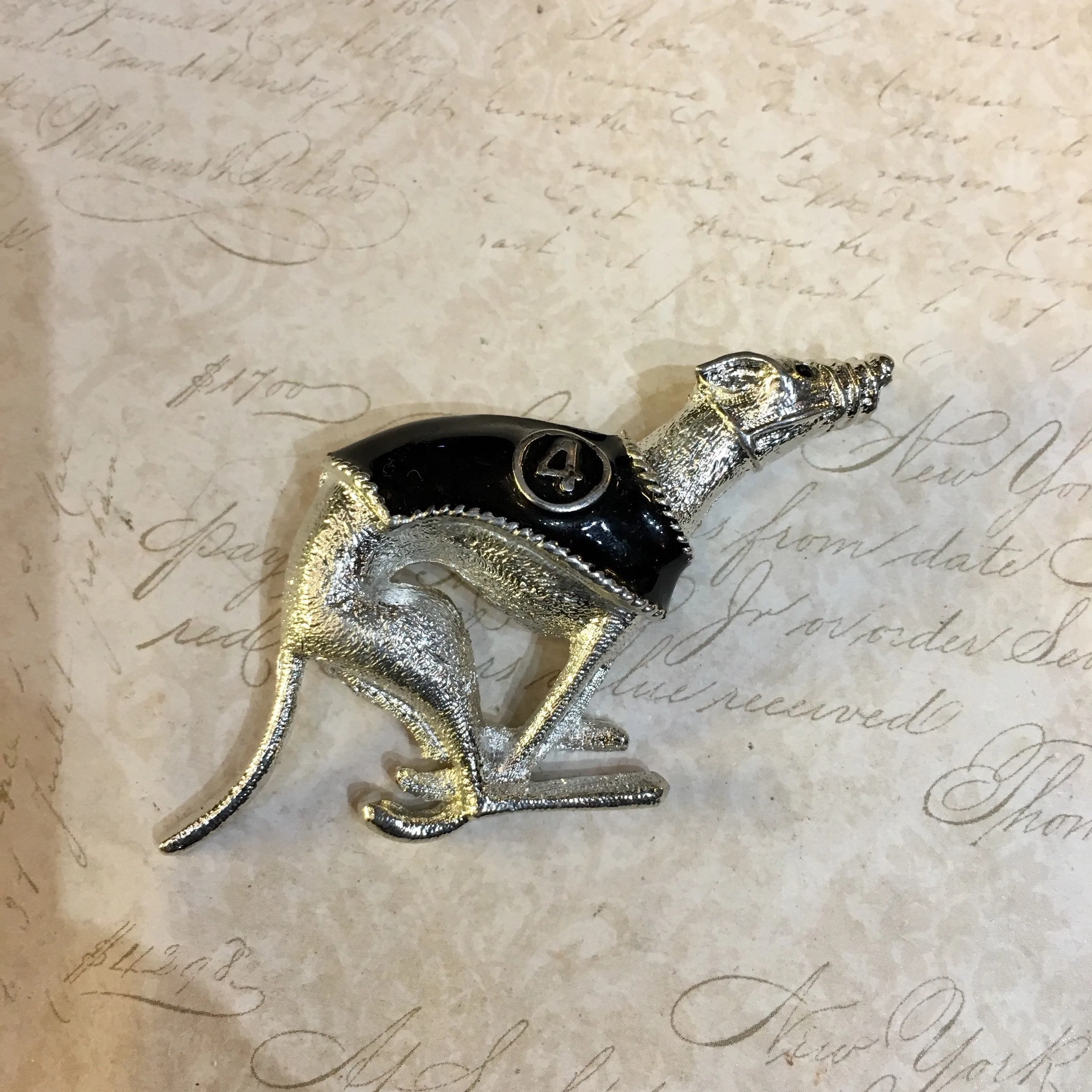 Racing Greyhound brooches Silver metal 1-6