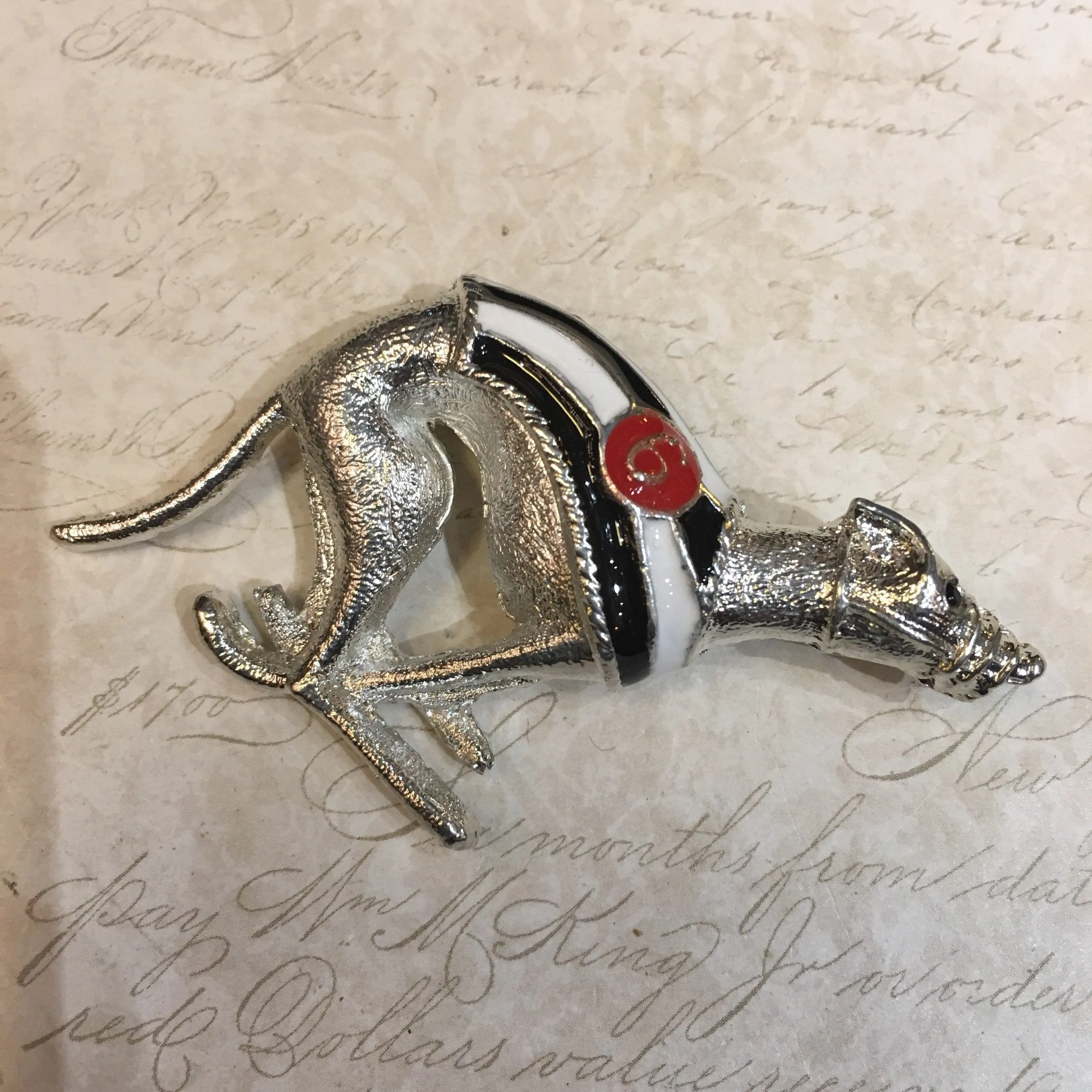 Racing Greyhound brooches Silver metal 1-6