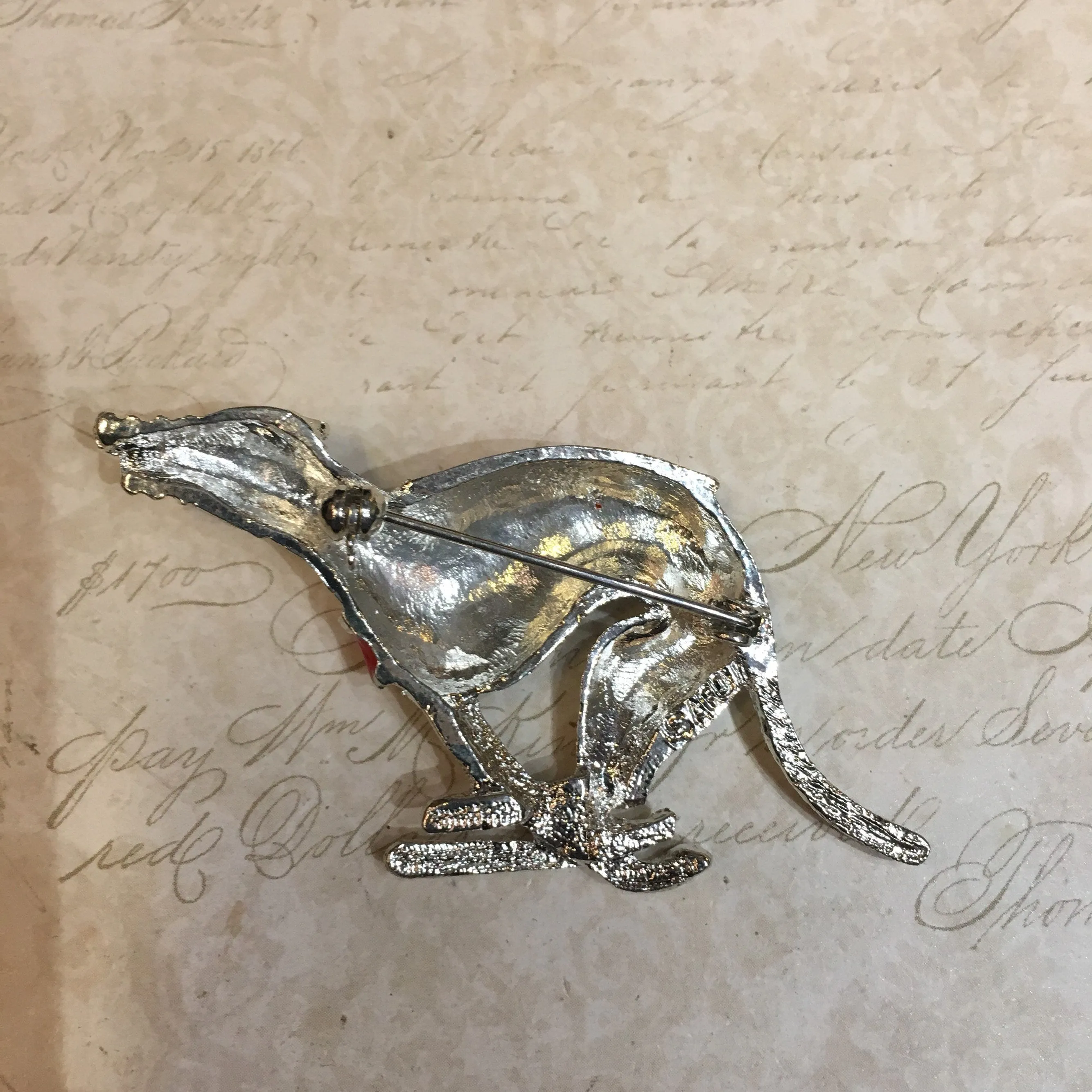 Racing Greyhound brooches Silver metal 1-6