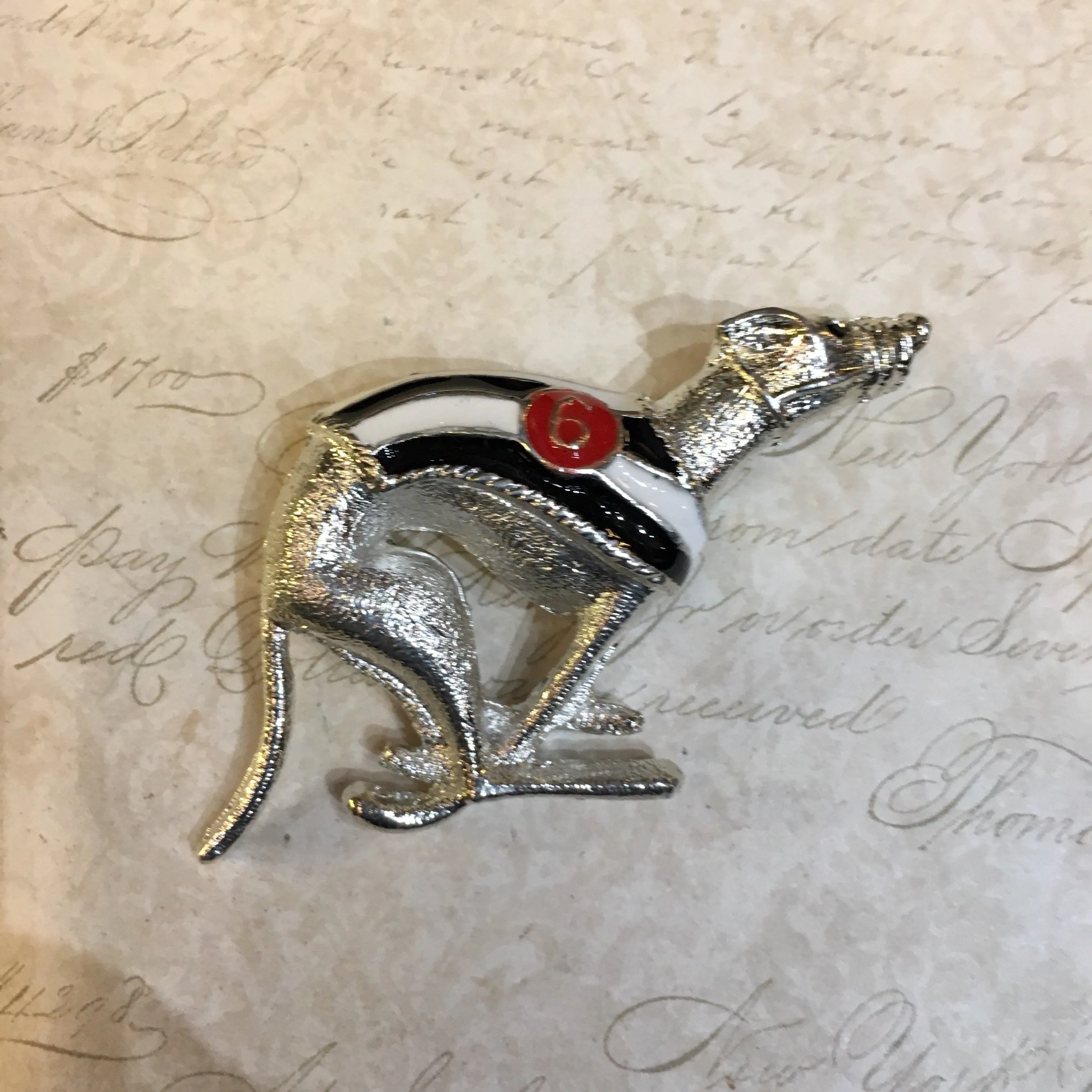 Racing Greyhound brooches Silver metal 1-6