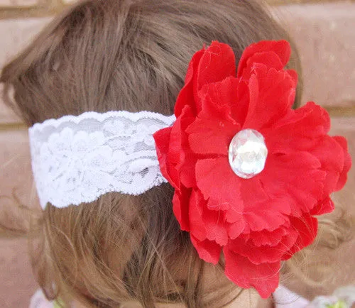 RED FLOWER HEADBAND. BRGN07