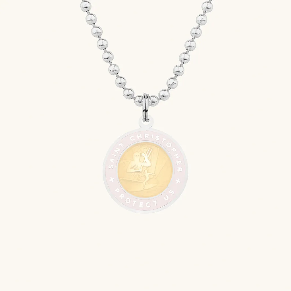 Saint Christopher Medium Medal - Coral/Petal