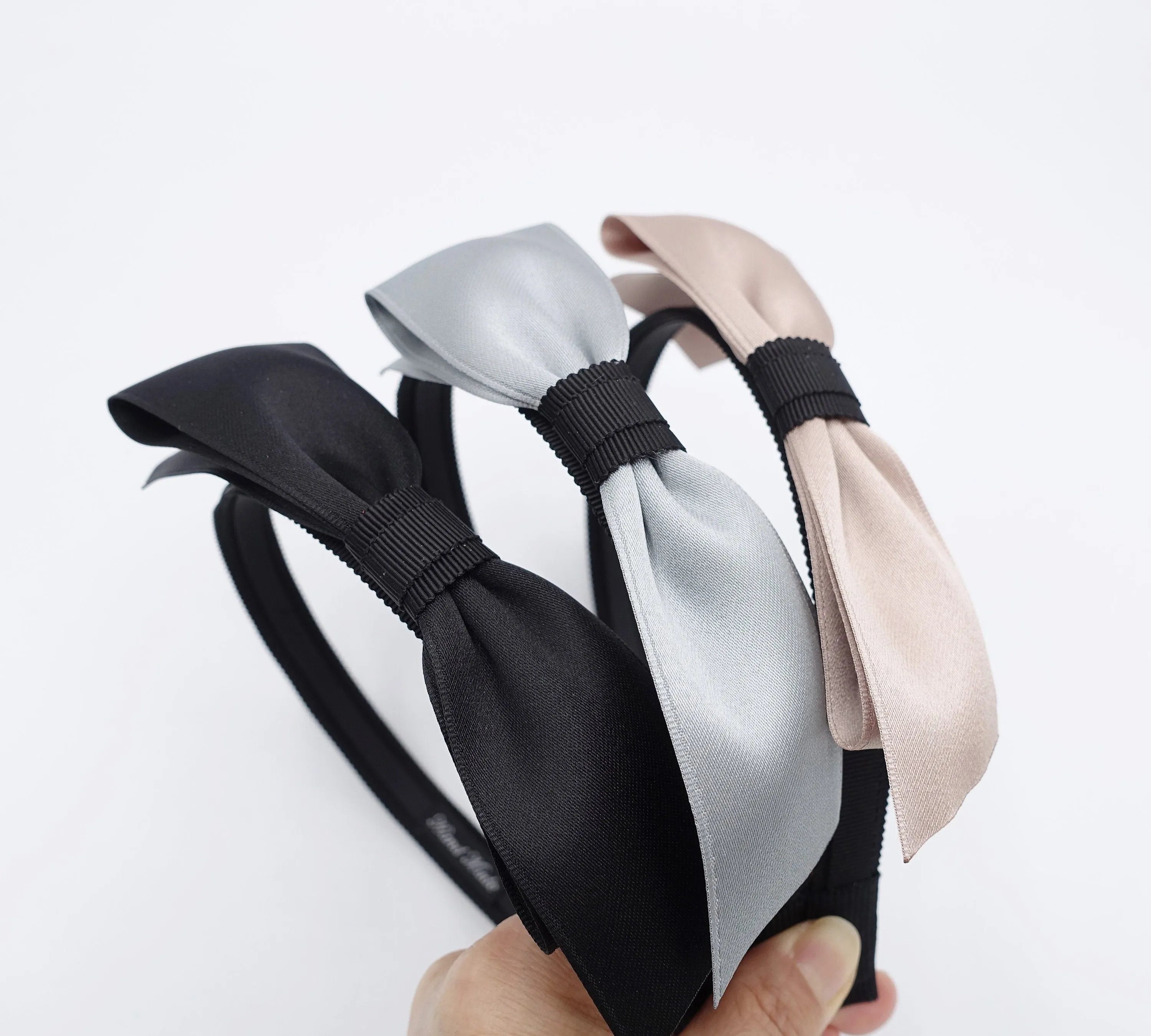 satin bow headband, grosgrain headband for women