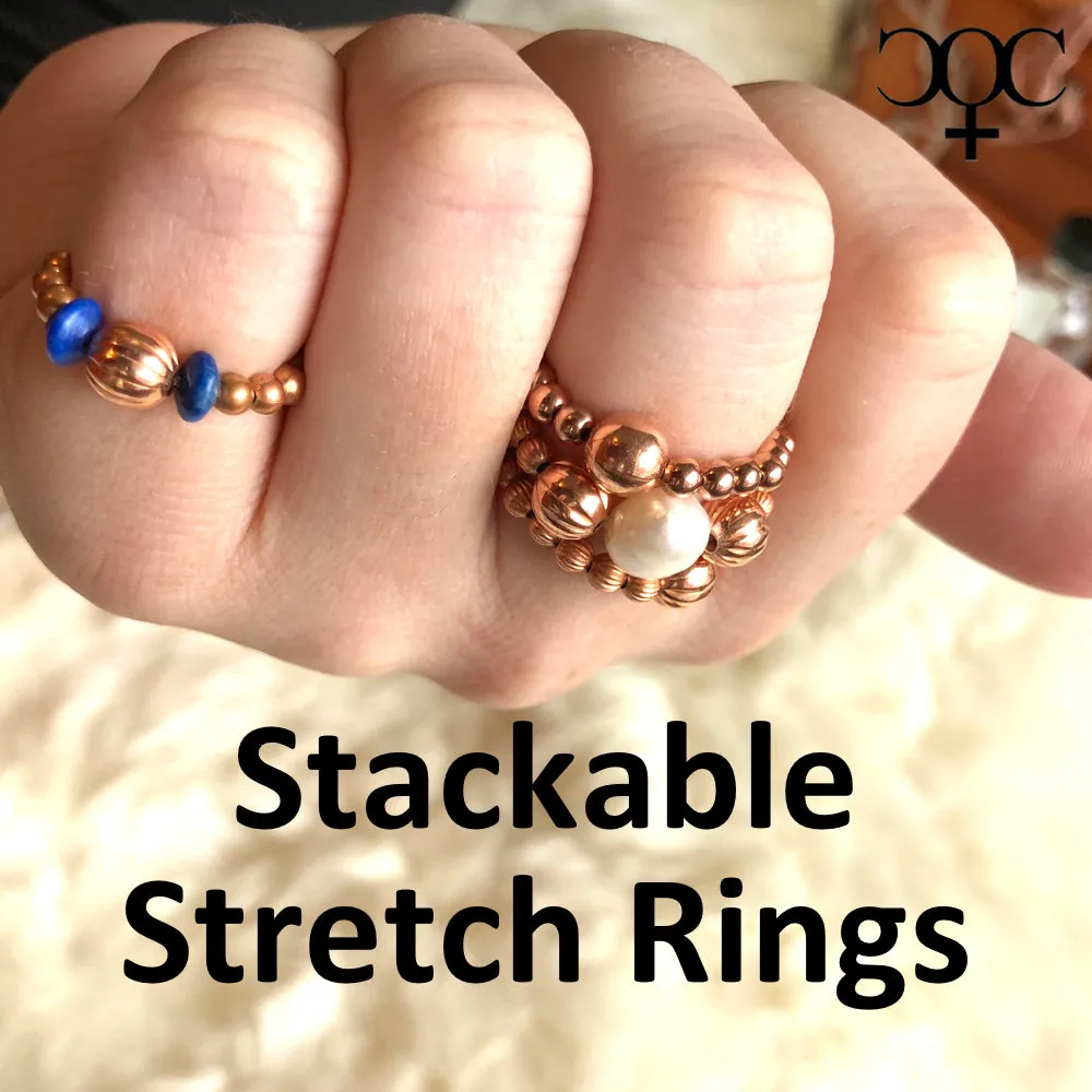 Set Of 2 Beaded Copper Rings Smooth And Fluted Copper Stacking Ring Set Copper Finger Toe Ring Set