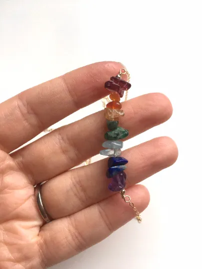 Seven Chakra Necklace - Raw Crystal Necklace - Healing Crystal Necklace - Chakra Crystals - Raw Stone Necklace - Chakra Jewelry