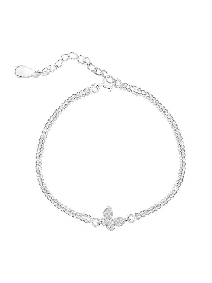 Silver Accessories Butterfly Street Cold Style Simple Double Bracelet