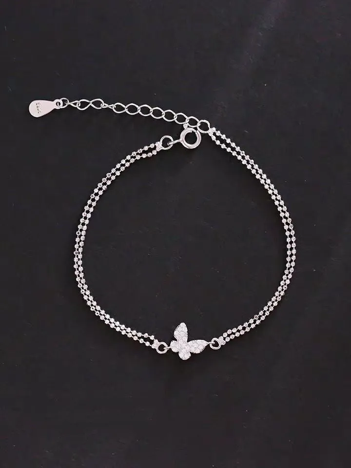 Silver Accessories Butterfly Street Cold Style Simple Double Bracelet