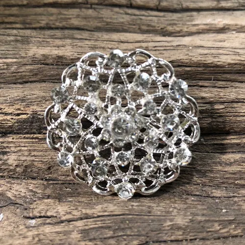 Silver Rhinestone Brooch - Style 15