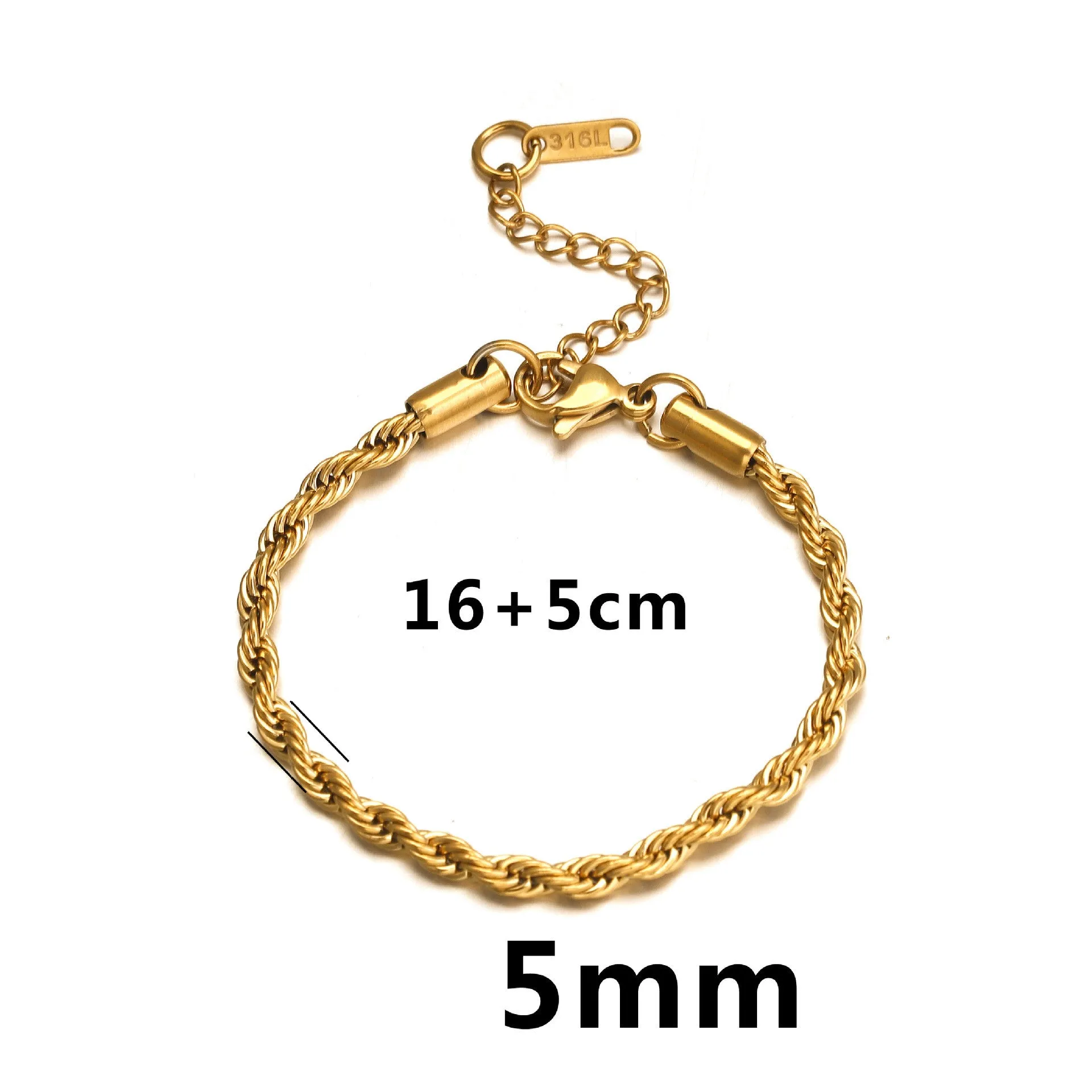 Stainless Steel Twist Braided Bracelet Gold