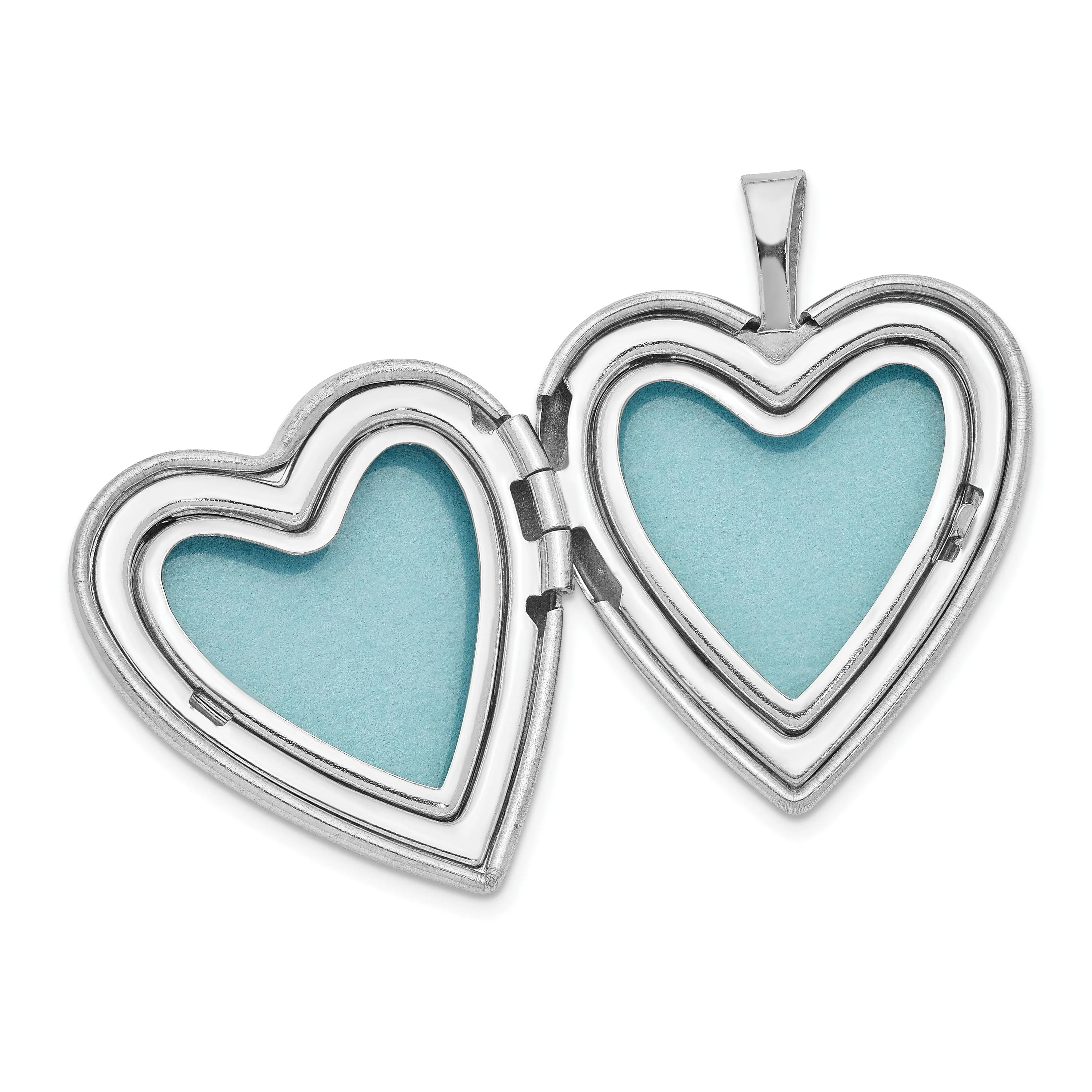 Sterling Silver 21mm Brushed and Polished Heart with Wings Heart Locket