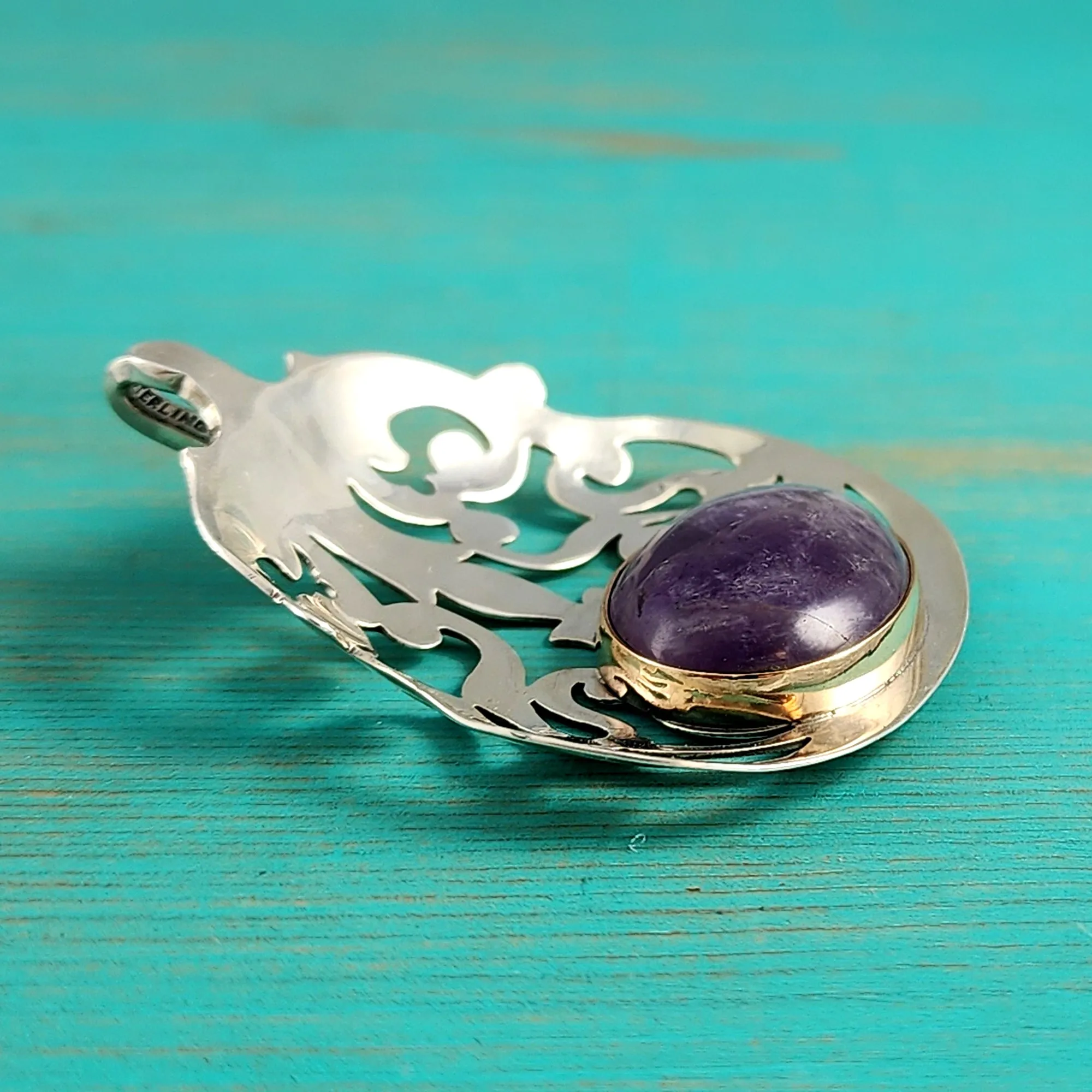 Sterling Silver Amethyst Bon Bon Spoon Pendant