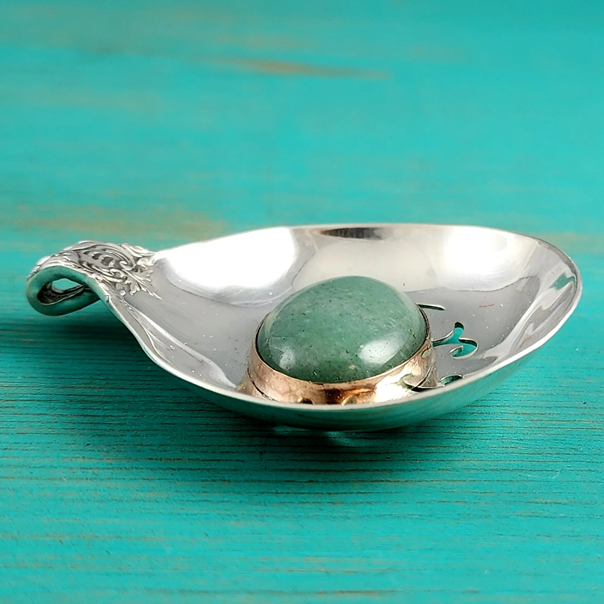 Sterling Silver Aventurine Bon Bon Spoon Pendant