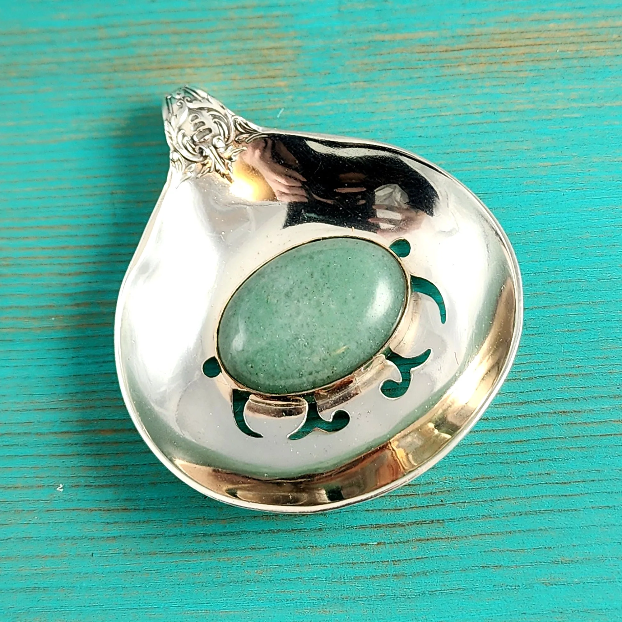 Sterling Silver Aventurine Bon Bon Spoon Pendant