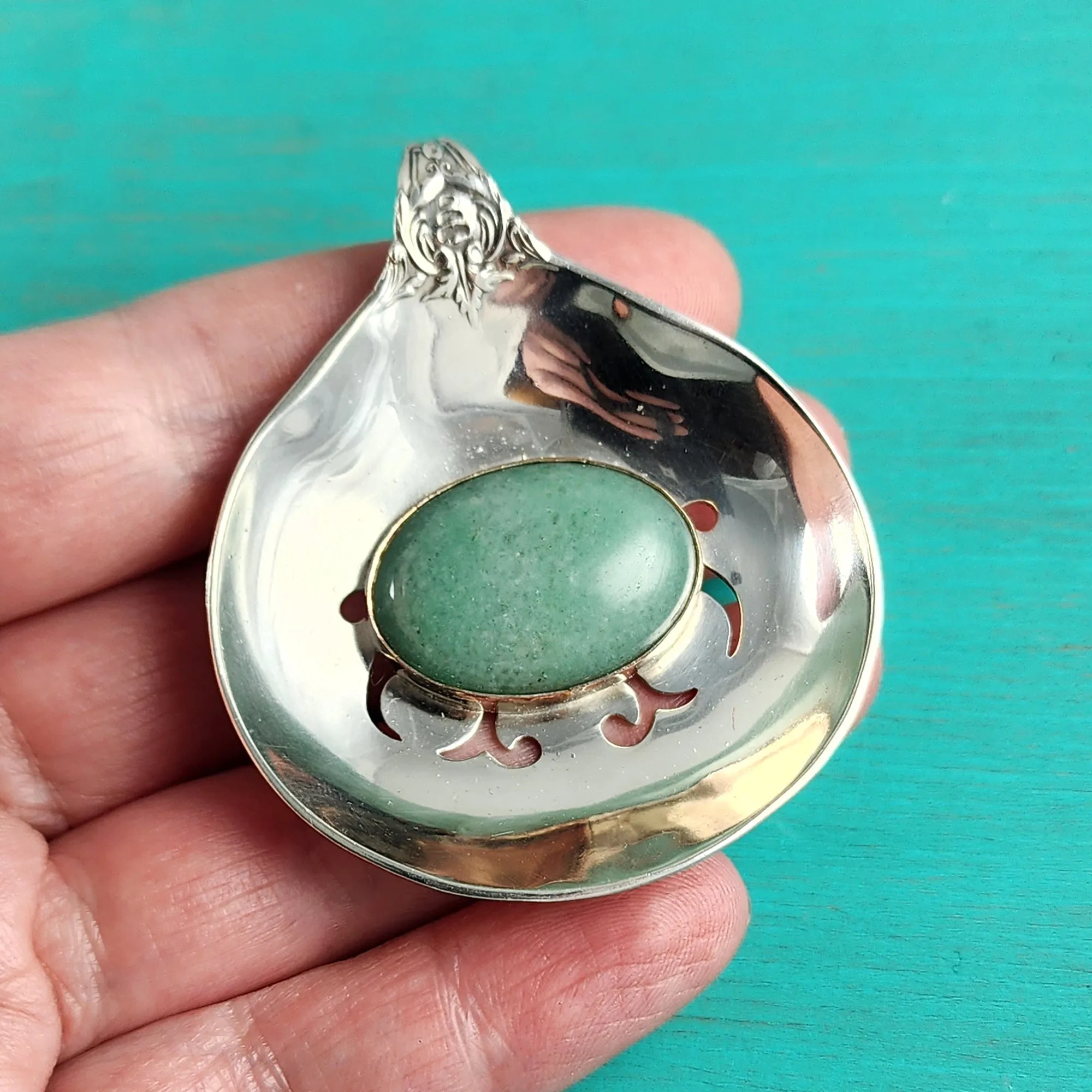 Sterling Silver Aventurine Bon Bon Spoon Pendant