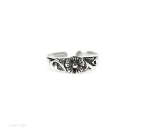 Sterling Silver Plumeria Flower Swirl Toe Ring