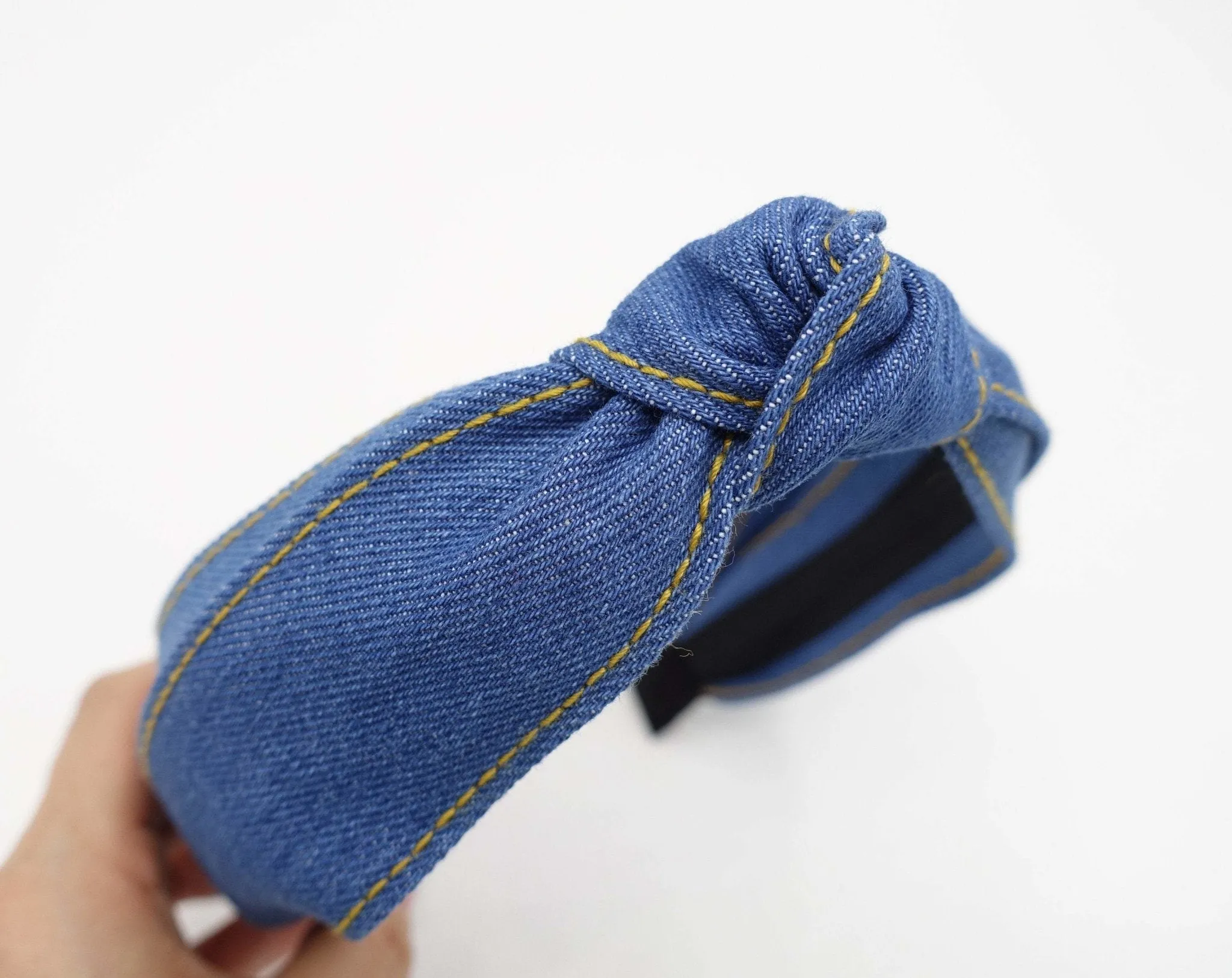 stitch denim top knot headband stylish casual hairband for women