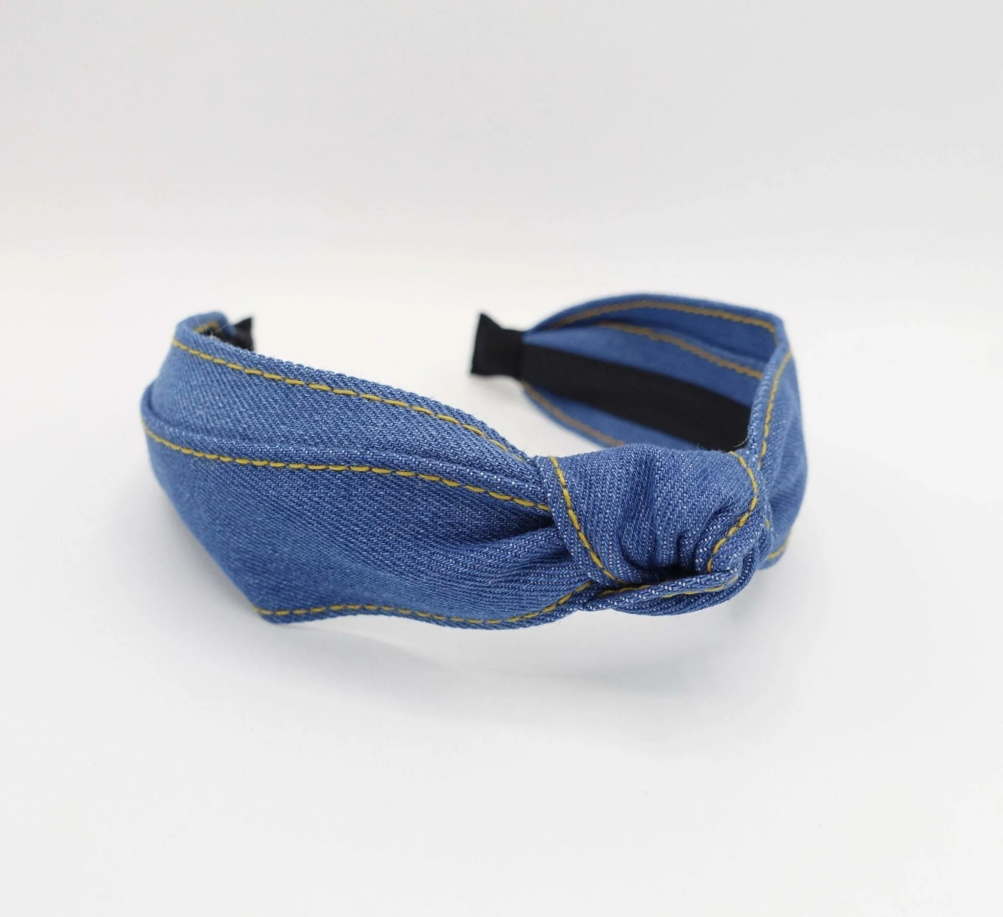 stitch denim top knot headband stylish casual hairband for women