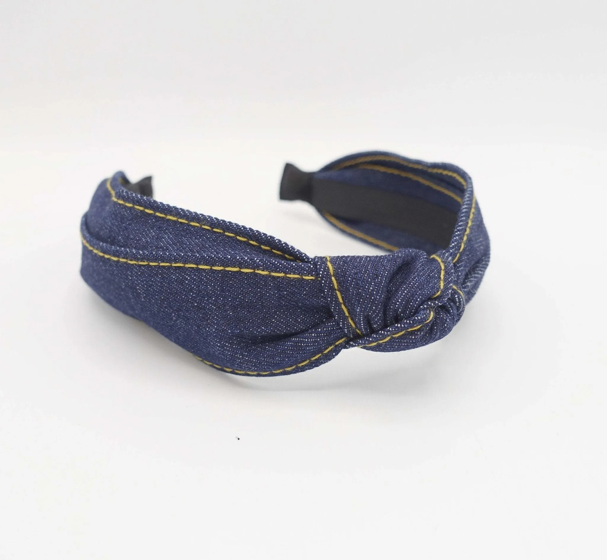 stitch denim top knot headband stylish casual hairband for women